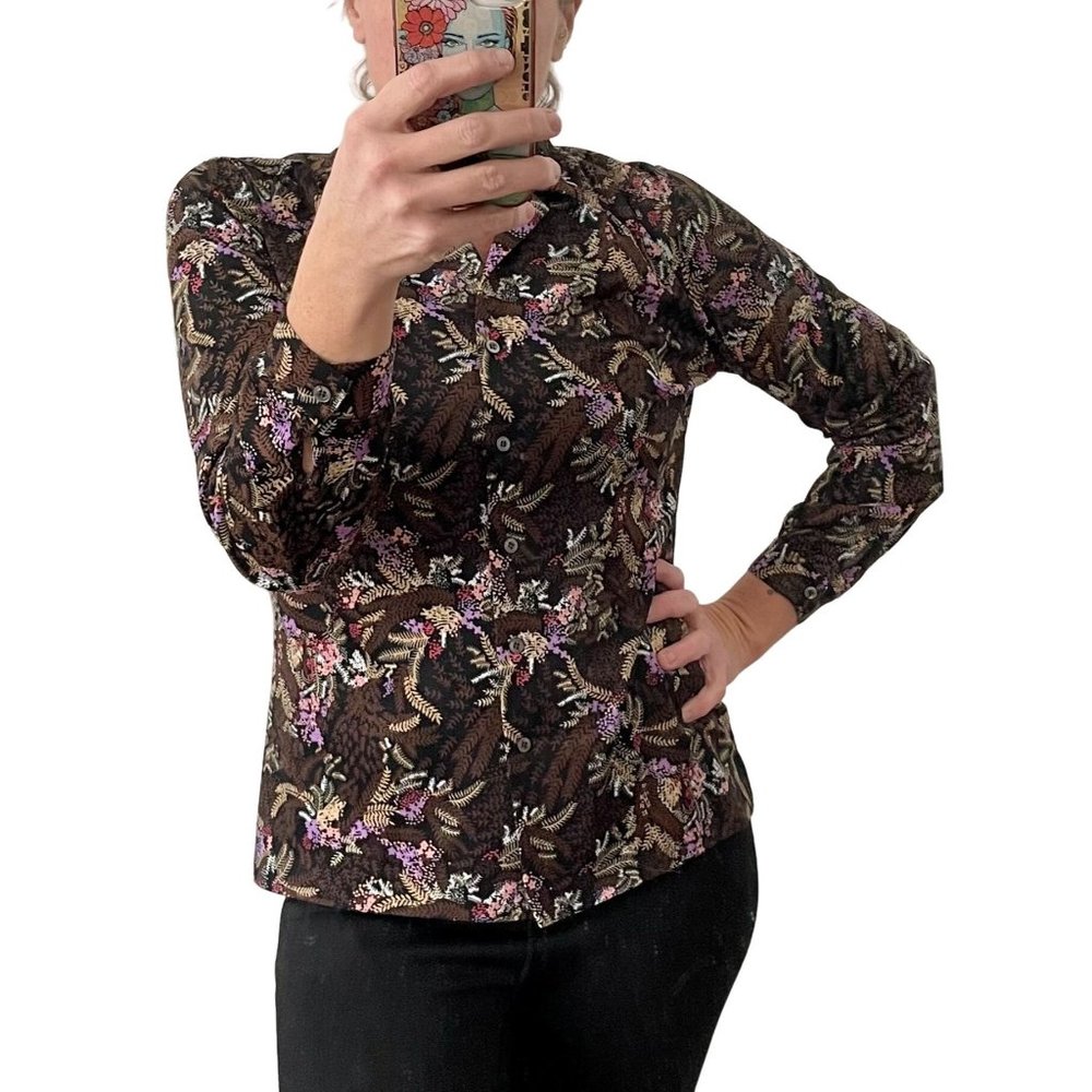 Vintage 80s Koret of California Polyester Blouse Retro Disco Mod